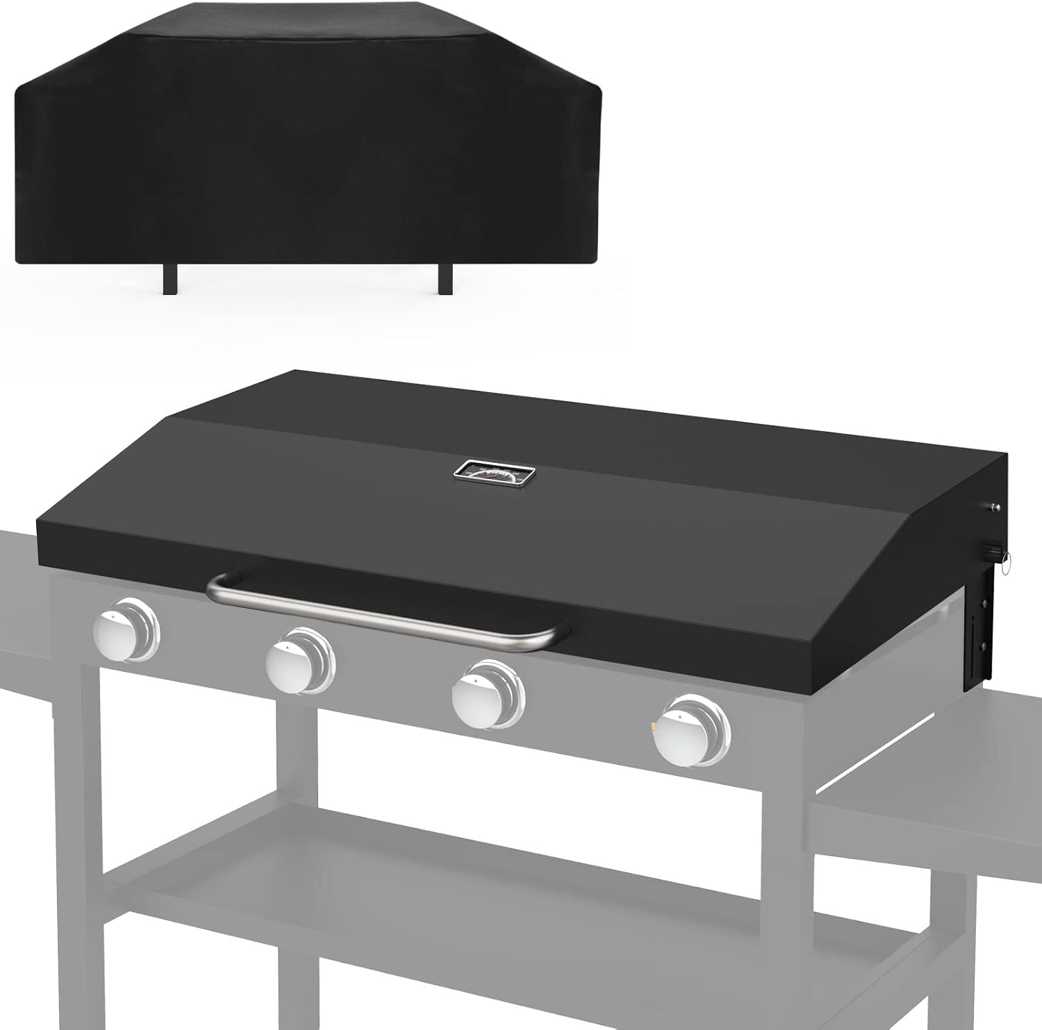 upgrade griddle lid for blackstone 36 inch omnivore 1554 1836 1825 2177 1984 2266 grill hinged lid, griddle hard cover hood with thermometer for blackstone original flat top 36" griddle