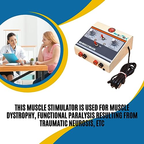 Image of PHYSIOTREX Mini Muscle Stimulator for Physiotherapy - 2 Channel EMS Machine with Galvanic & Faradic Modes - Professional Portable Muscle Stimulator Kit for Pain Relief, Rehabilitation & Toning (Includes 250ml Gel & 4 Pads) with 1 Year Warranty