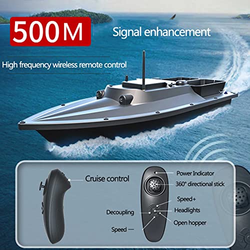 AWEN RC Bait Boat, Afstandsbediening Vissersboot, 500M Visaas Boot met LED Nachtlampje, Zwart, 2.5KG Load, 12V Grote batterij, Staart met anti-release haak, voor rivieren, Meren. - Image 4