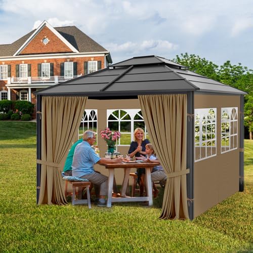 Gazebo Privacy Curtains 10' x 10' with PVC Windows, 4-Panels Side Wall with Zipper Universal Replacement for Patio, Outdoor Canopy, Garden and Backyard - Image 2