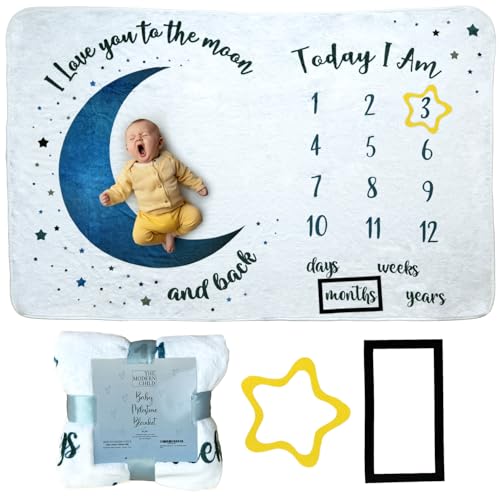 Baby Milestone Blanket - Super Soft Fleece Monthly Milestone Blan...