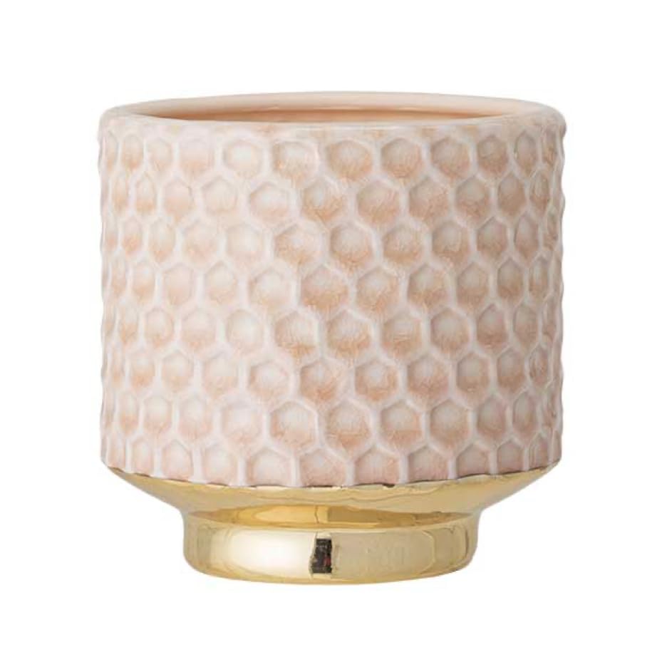 Nordring Retro Übertopf Vintage Pflanztopf für Zimmerplanzen Blumentopf Goldy M (12,5 cm ø), rosa, Keramik