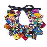 HollandaisWax African Ankara Statement Necklaces Handmade Petal Neckpiece Button Necklace for Women Jewellery