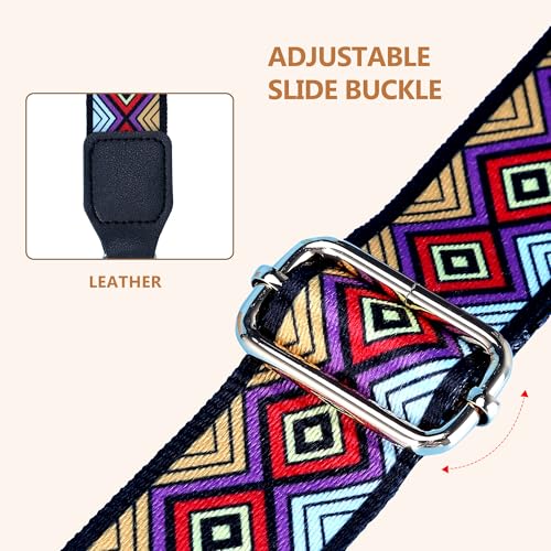 Image of Purse Straps Replacement Crossbody, Adjustable Long 29-57 Inch Detachable Thick Purse Strap with Colorful Checkered, 1.5 Inch Wide Decorative Shoulder Bag Strap for Women Handbags, Bag & Tote