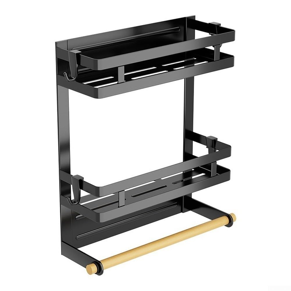 Estante de almacenamiento lateral magnético multicapa para nevera, cocina, baño o balcón, 30 x 11,5 x 37 cm, acero al carbono, revestimiento inoxidable (A)
