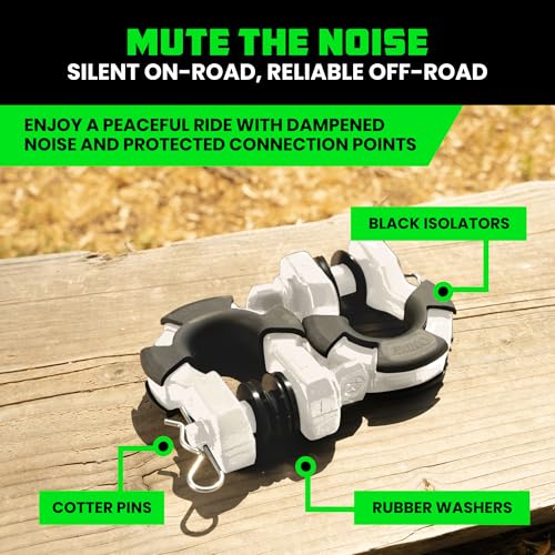 Image of Rhino USA Super D Ring Shackles (2-Pack) - 70,548lb Break Strength - Heavy Duty 3 /4 inch Clevis Shackle with 7 /8 Pin for Towing & Off-Road Use - Pairs with Tow Strap for Vehicle Recovery (White)