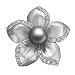 Yoursfs Grey Floral Brooch Pin Grey Painting Mabe Pearl Lacing Crystal Rhinestones Corsage Brooch Women