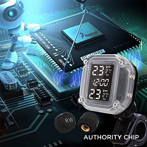 3T6B Motorcycle TPMS, Wireless Digital Motorcycle Tire Pressure Gauge Monitoring System Tire Pressure Gauge Monitoring System 2 Sensors for Motorcycle - Thumbnail 5