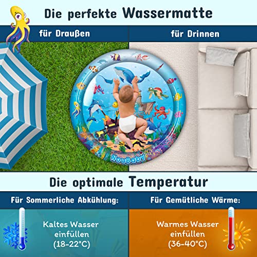 NouBaby® Wassermatte-Baby BPA-frei XXL I Einzigartiges Baby-Spielzeug ab 3, 6 und 9 Monate als Wasser-Spielmatte oder Baby-Wassermatte inkl. Flicken – Bild 7