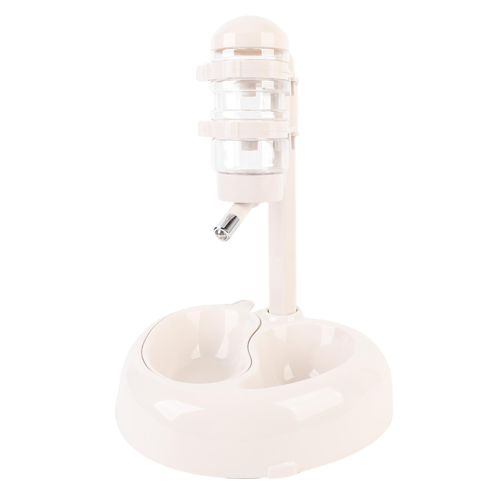 Asixxsix Pet Standing Water Dispenser, Height Adjustable Automatic Water Feeder Food Feeder Bowl, Dog Water Bottle Dispenser Food Bowl, Dog Cat Feeding Water Bowl Set (Beige)
