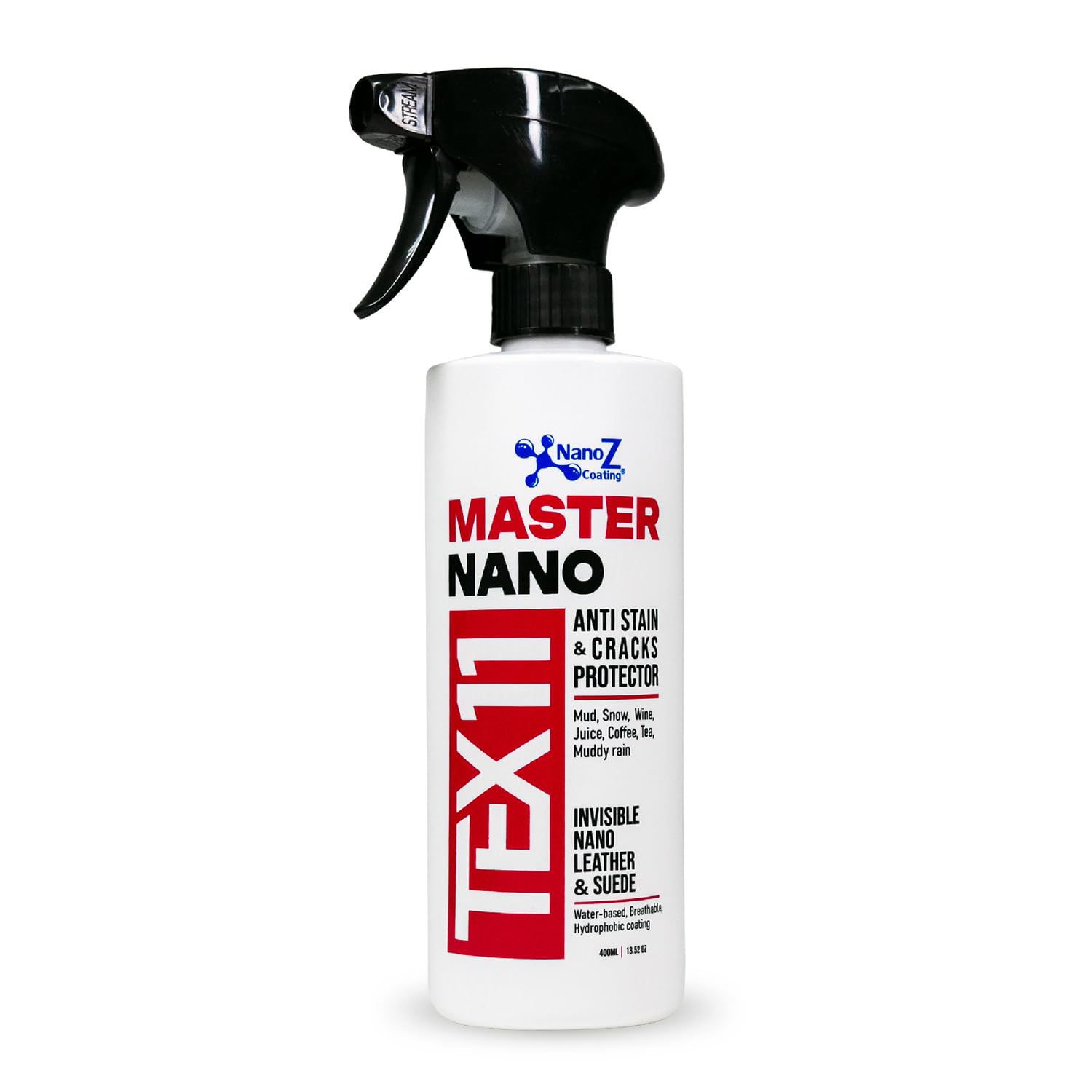 Nano Leather and Suede Hydrophobic Spray, Water and Stain Repellent, Waterproofing for Boots, Car Seats, Furniture, Jackets, Shoes, Bags and More (13.52 fl.oz)