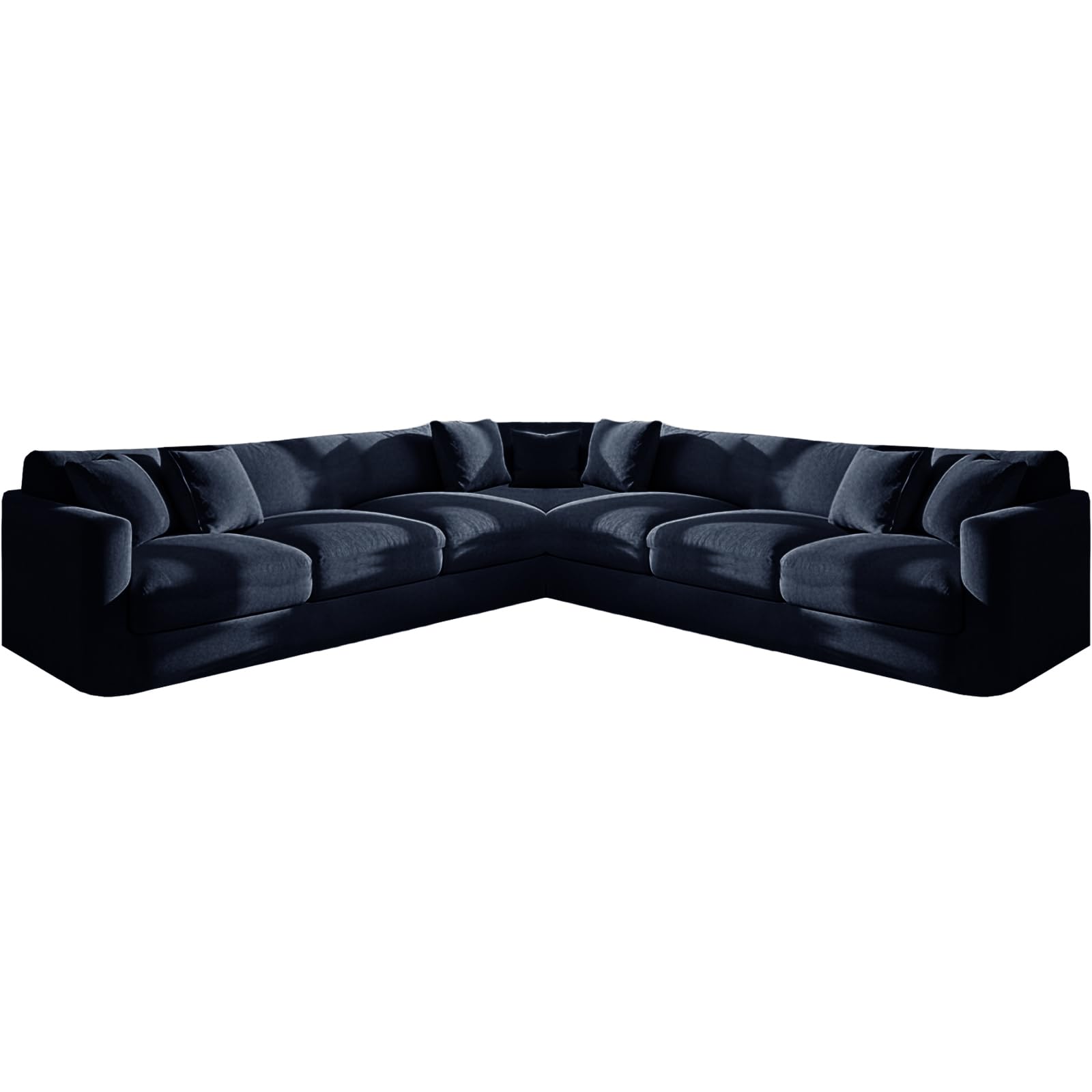 KYJSW L Shape Corner Sofa Cover Stretch Velvet Sectional Couch Covers 1/5/6/7 Seater Sofa Slipcovers Soft Non-Slip Furniture Protector (Navy blue,7 Seat-3C3 10 PCS)