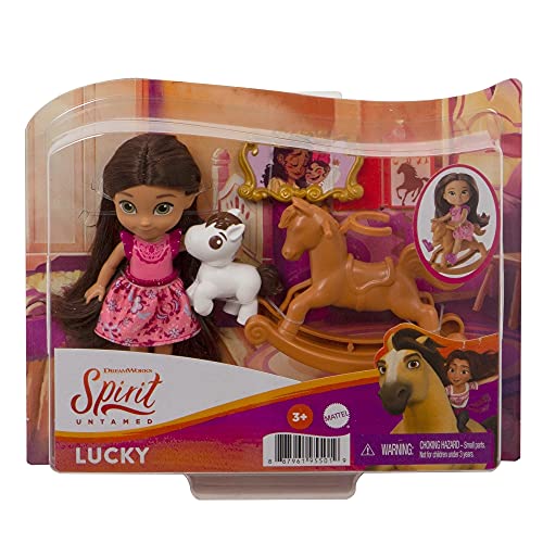 Dreamworks Spirit GXF11 - "Spirit - frei und ungezähmt" Lucky Puppe (10cm), 5 bewegliche Gelenke und Zubehör: Schaukelpferd, kleines Pferd und mehr, tolles Geschenk für Kinder ab 3 Jahren – Bild 6