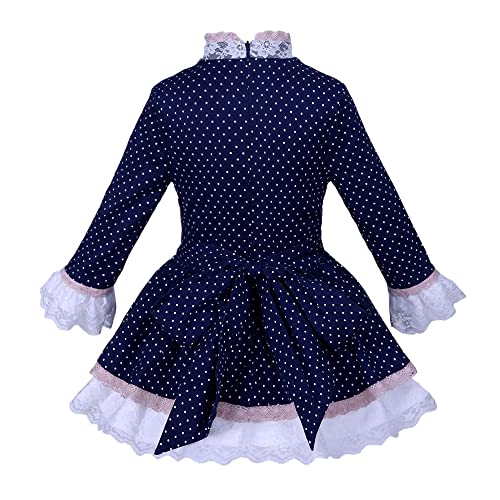 Pettigirl Girls Vintage Blue Ruffle Lace Long Sleeve Winter Clothing Toddler Kids Stylish Holiday Party Fancy Dresses3
