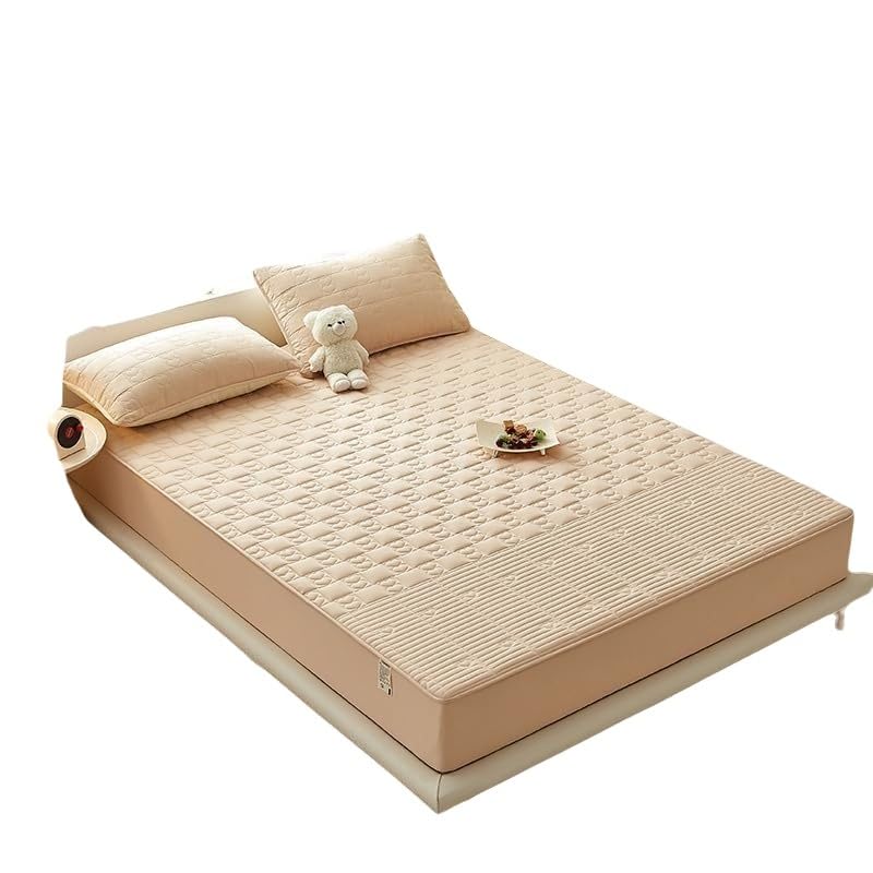 Coprimaterasso Impermeabile, Copertura Completa con Angoli Elasticizzati e Tasche Profonde, Si Adatta a materassi Fino a 28 cm di Spessore, Morbido e Silenzioso (Kaki, 180x200 cm)