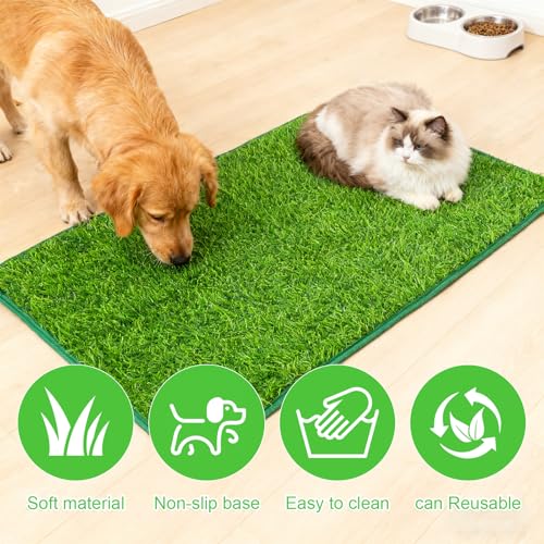 Kunstrasen Hundetoilette, 46 x 70 cm Hundeklo für Zuhause, Waschbar, rutschfest, Welpentoilette für Welpen Indoor Balkon Garten