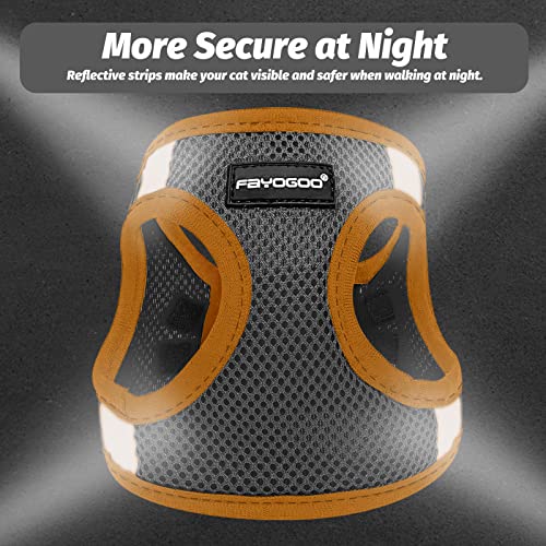 Image of FAYOGOO Cat Harness and Leash Set | Upgrade Step-in Escape Proof Harness | Lightweight Soft Vest, No-Choke Design for Walking, Travel, Camping (Gray)