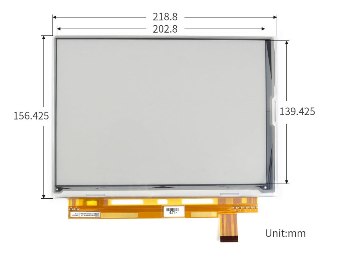 Display Raw E-Ink da 9,7 pollici compatibile con schede Raspberry Pi Series Risoluzione 1200x825 con porta parallela senza PCB Supporta aggiornamento parziale