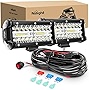 Nilight ZH303 2PCS 6.5 Inch 120W Spot & Flood Combo Driving 16AWG Wiring Harness for Led Work Light Triple Rows Off-Road Truck Car ATV SUV, 2 Years Warranty , White