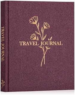 Lanpn Travel Photo Journal Notebook for Women Men, Linen Travel Log Diary Scrapbook Memory Book with Prompts, Anniversary Journals Traveling Gifts (Purple, 110 Pages)