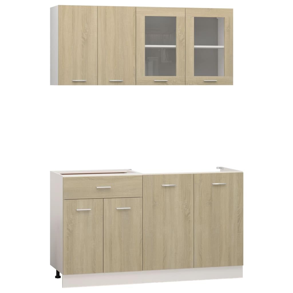 vidaXL Kitchen Furniture Set 4pcs Storage Cabinets Kitchen Equipment Set Home Oak Sonoma Chipboard