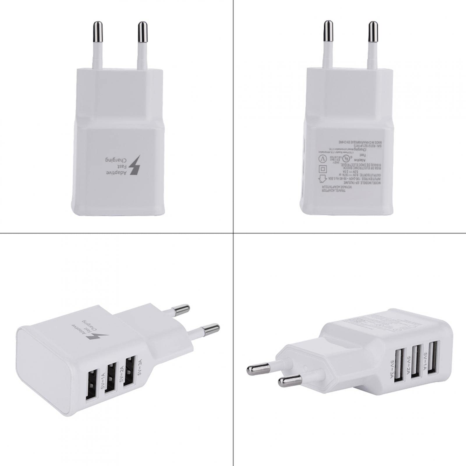 Caricatore USB a 3 porte con spina europea per adattatore di ricarica
