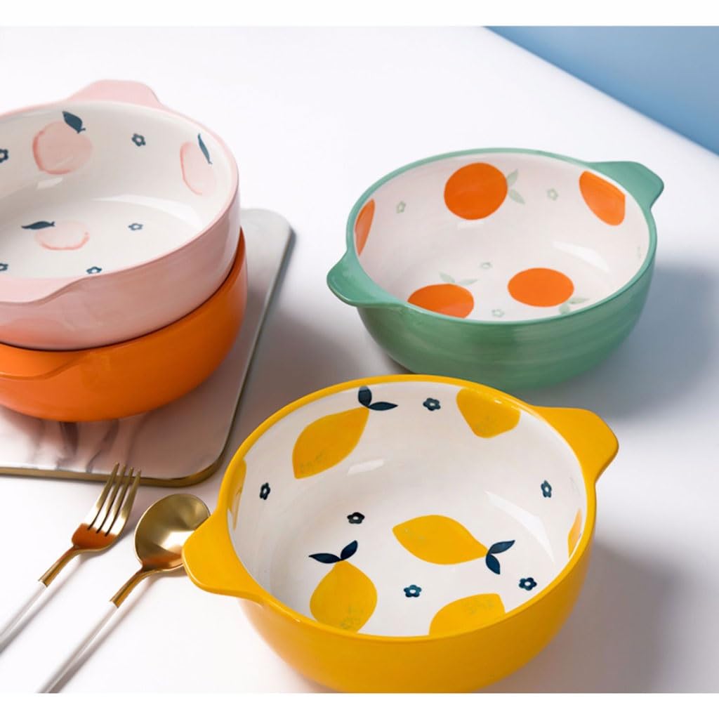 Ceramiczne miski do zupy, Miska do zupy z podwójnym uchem, Duża miska domowa, Ceramiczna miska, Miska na zupę, Naczynia stołowe, Miska na makaron, Miski do kuchni