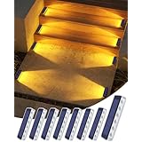 DetarZinLED IP68防水 1000mAh大容量電池 ソーラーライト 屋外 太陽光充電 自動点灯/消灯 ガーデンライト 暖色 LED 階段ライト 庭 玄関 歩道 通路 駐車場 用（8個セット）