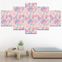 SIGNWIN 5 Panel Canvas Wall Art Modern Art Contemporary Dramatic Geometric Mixed Media Multicolor Patterns for Home Decorations Ready to Hang - 60
