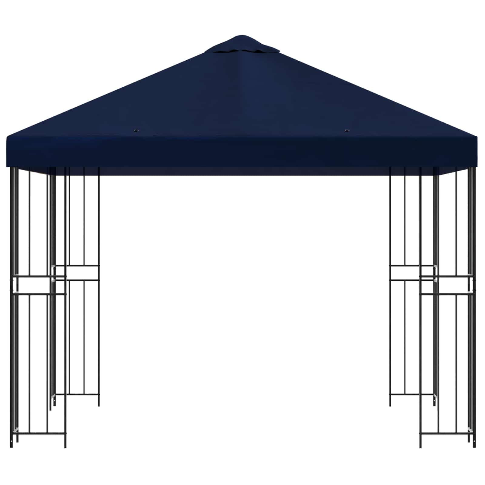 Gartenpavillon Pavillon Partyzelt 3 x 3 m Blau, Polyester und Stahl 190 GSM, Gartenzelt mit Sonnenschutz, Regenschutz, Terrassenüberdachung für Terrasse, Garten und Grillparty, 300 x 300 cm