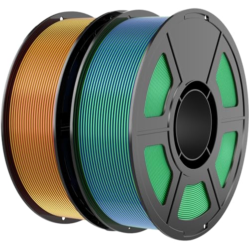 Image of Dual Color Silk PLA Filament 1.75mm 3D Printer Filament Bundle, 2kg Spool (4.4lbs), Dimensional Accuracy + /- 0.03 mm, Fit Most FDM 3D Printers (Gold Red + Blue Green)