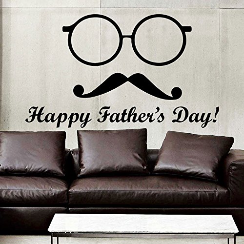 Tianpengyuanshuai Wandtattoos Happy Father's Day Schnurrbart Brille Vinyl Wandaufkleber Dekoration Wohnzimmer Schlafzimmer Haus Dekoration 102x59cm