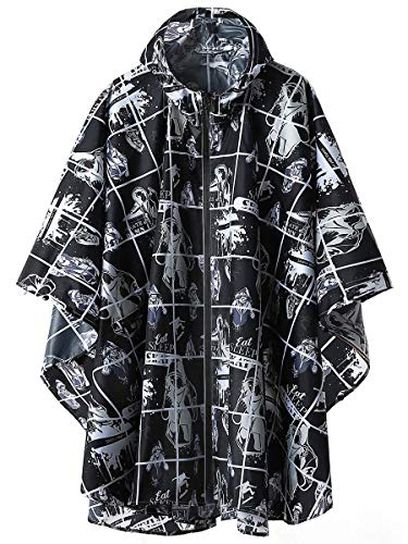 DELIBEST Regenponcho-Jacke mit Kapuze für Erwachsene mit Taschen, gelb, einfarbig, Streetstyle, M