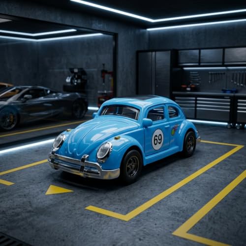 Image of Premium 1:64 Scale Die Cast Metal Toy Car Mini Collectible Vehicle with Free Rolling Wheels Realistic Metal Body Display Model for Kids Boys Girls Blue Color