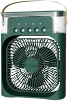 Mini Climatizador e Umidificador Portátil USB 3 em 1 | Ventilador de Mesa Pessoal Silencioso com Luz Noturna LED para Casa, Escritório e Viagem (Verde)