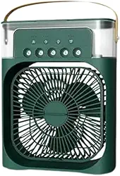 Mini Climatizador e Umidificador Portátil USB 3 em 1 | Ventilador de Mesa Pessoal Silencioso com Luz Noturna LED para Casa, Escritório e Viagem (Verde)