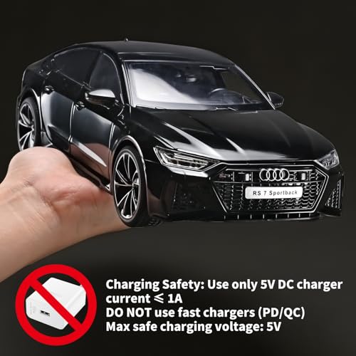 Image of RZAPE Car Model Kits for Adults 1 /18 Diecast Cars Compatible with Audi RS7 Sportback Car Collection, Metal Toy Cars with Lights and Sounds with Remote Control and Key