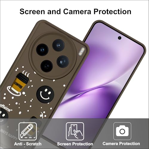 Image of SBMS Silicone Back Cover Case for Vivo X200T 5G | Cute Fun 3D Cartoon, Coffee Design Silicone Case | Camera Protection Bump | Shockproof Back Cover Case for Vivo X200T 5G (Coffe Mug Brown)