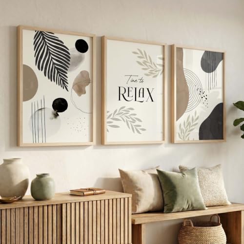 Image of kotart Painting for Wall Decoration - Modern Art Wall Decor Framed Painting for Living Room Bedroom - Framed Wall Posters /Paintings with Frame Set of 3 (Art 5, 13x17 inch)
