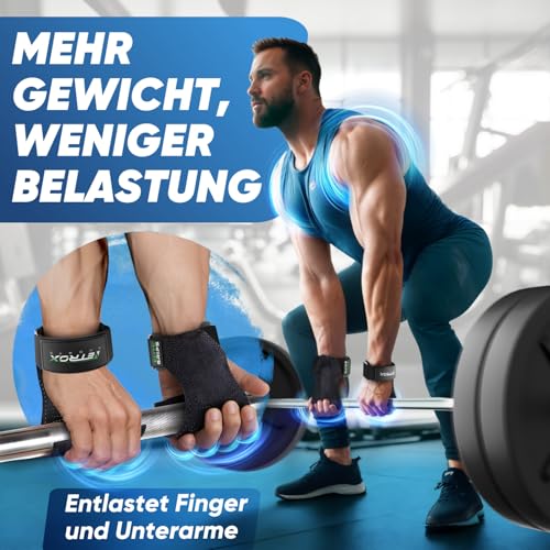 Foto von NetroxSports Elite Grips Fast Zughilfen echtes Leder für Krafttraining