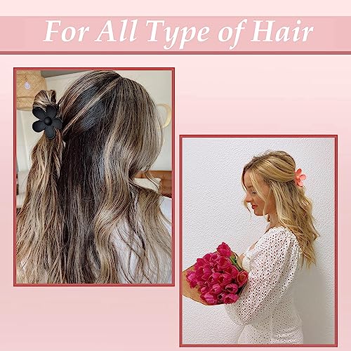 9 Pcs Flower Matte Hair Clips,Claw Clips,Large Hair Claw Clips For Women Thick Hair, Non Slip 9 Styles Strong Hold Metal Claw Clips Hair Clips For Women Thick Hair & Thin Hair,Hair Clip Brown Color #TOP5