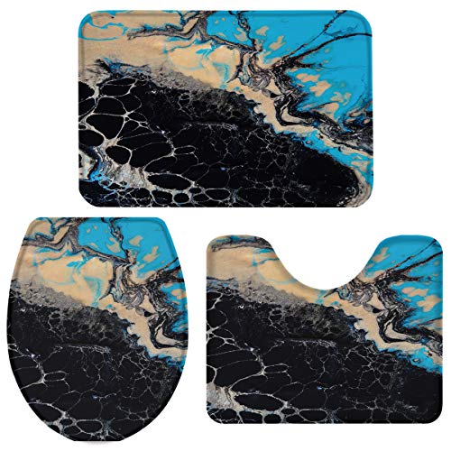 3 Pieces Bathroom Rugs and Mats Sets, Non Slip Water Absorbent Bath Rug