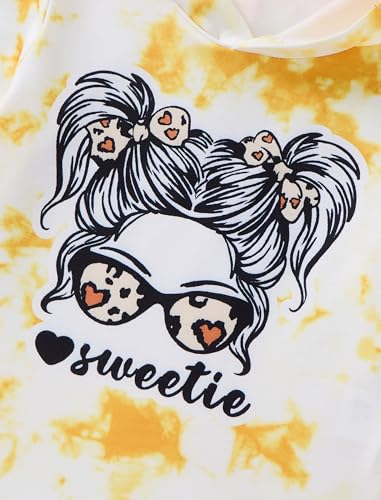 Image of Girls Clothes Cool Girl Print Tie Dye Hoodie Pullover Sweatshirts Leggings Teen Girl Clothes 6-14 Years