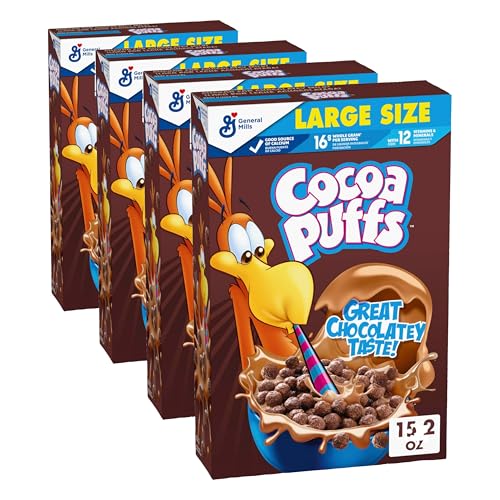 Image of Cocoa Puffs, Chocolate Breakfast Cereal with Whole Grains, 15.2 oz (Pack of 4)
