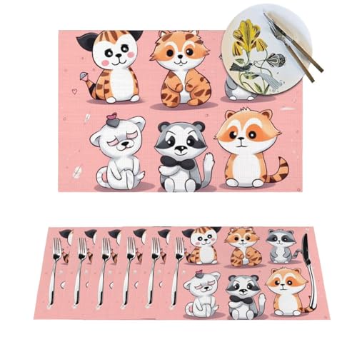 Sets de table animaux mignons dessinés main pour illuminer le quotidien - 2