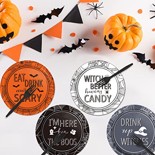 Halloween Party Paper Plates Supplies 7" Disposable Witch Party Dessert Plates Tableware Set Decorations For Birthday Funny Halloween Spooky  Party Get-Together #TOP3