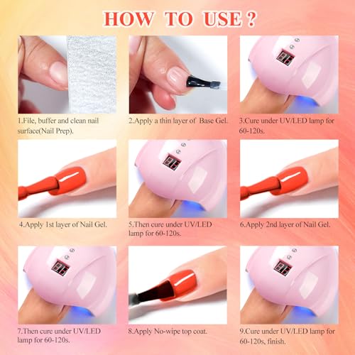 Set de 8 esmaltes en gel MTSSII naranja y coral miniatura 7
