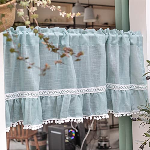 Cortina corta de cocina traslúcida con bolsillo de barra para ventana pequeña 2