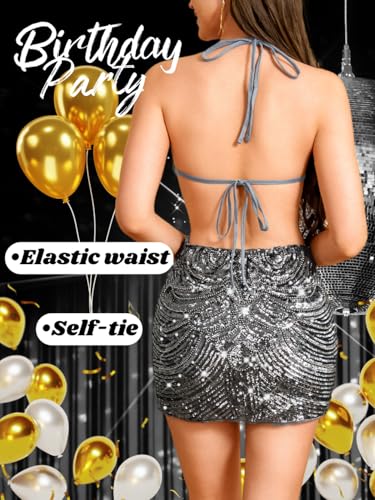 Image of ShawGobow Sequin Dress for Women,Glitter Sparkly Backless Bodycon Mini Dresses,Sexy Concert Outfits Prom Homecoming