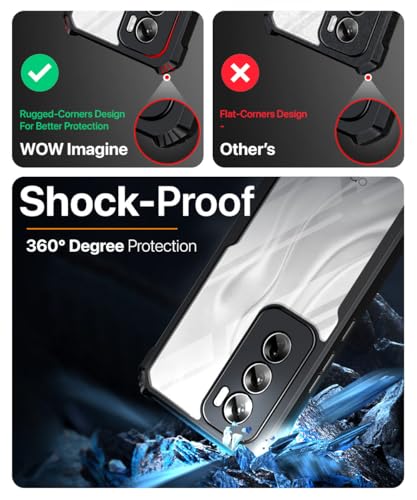 Image of WOW IMAGINE Shock Proof Clear Protective Back Case for Oppo Reno 12 Pro 5G - AirEDGE Technology | 360 Degree Camera Protection | Transparent Hybrid Back Case Mobile Cover - Black